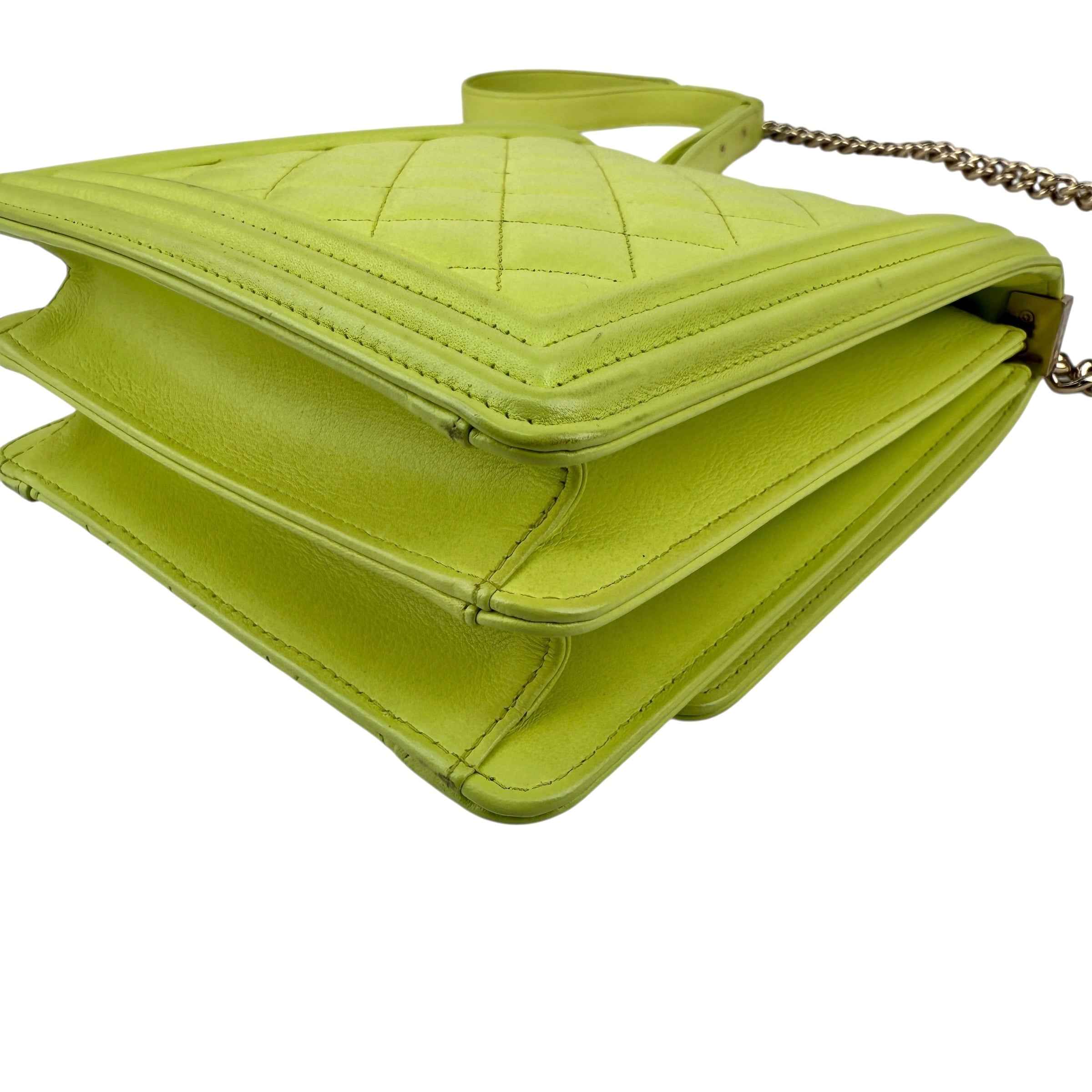 Chanel Calfskin Quilted North South Boy Flap Light Green