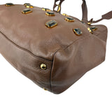Pre-owned Prada Cammella Sfumato Cervo Leather Jeweled Shopping Tote tote bag