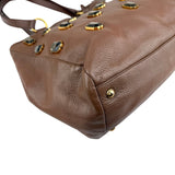Pre-owned Prada Cammella Sfumato Cervo Leather Jeweled Shopping Tote tote bag
