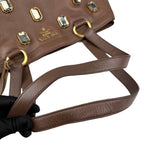 Pre-owned Prada Cammella Sfumato Cervo Leather Jeweled Shopping Tote tote bag