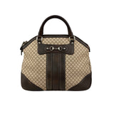 Gucci Beige/Brown Diamante Canvas And Leather Large Horsebit Catherine Satchel