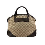 Gucci Beige/Brown Diamante Canvas And Leather Large Horsebit Catherine Satchel