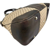 Gucci Beige/Brown Diamante Canvas And Leather Large Horsebit Catherine Satchel