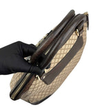 Gucci Beige/Brown Diamante Canvas And Leather Large Horsebit Catherine Satchel
