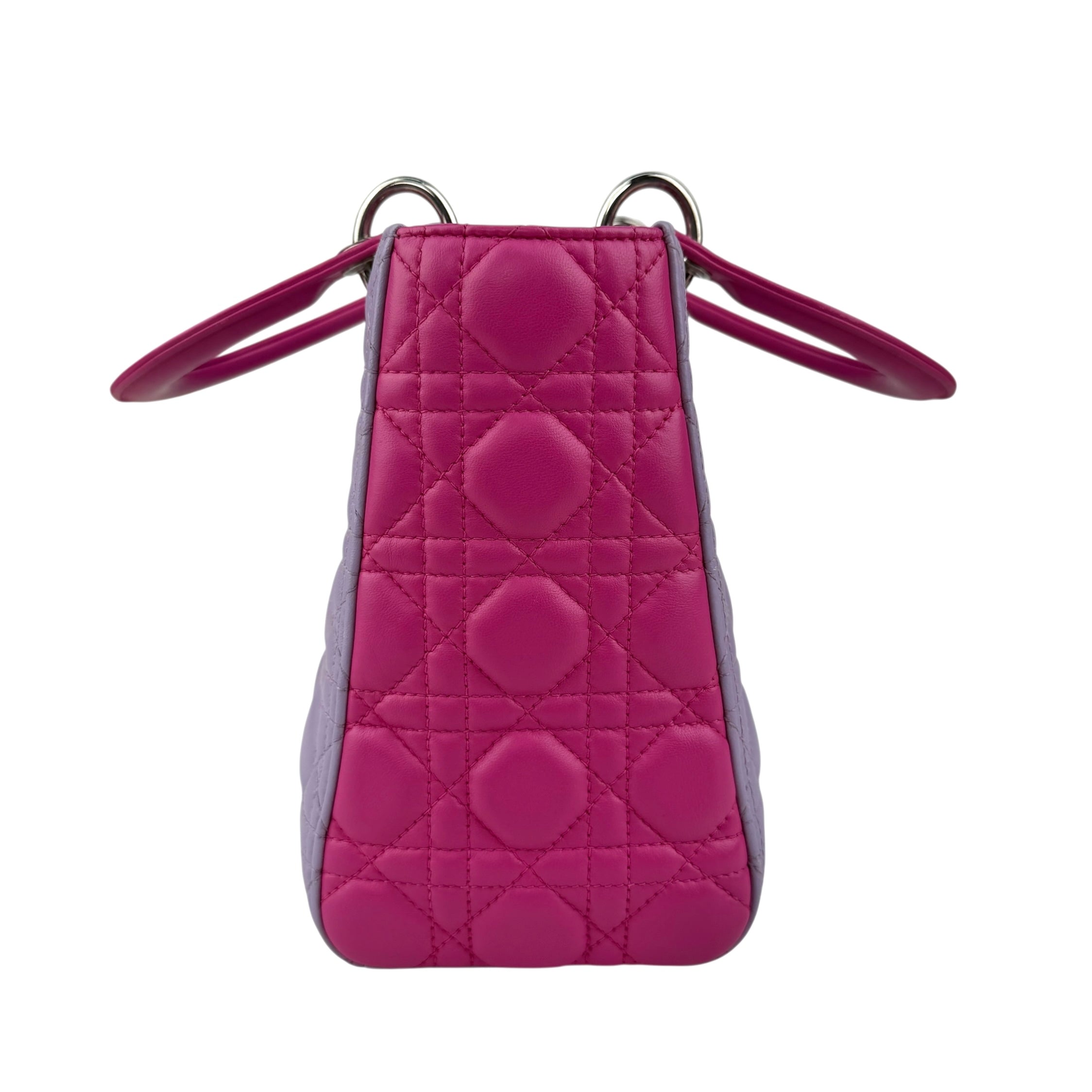 Pre-owned Dior Light Purple/Rose Sorbet Cannage Quilted Lambskin Leather Medium Lady bag