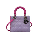 Pre-owned Dior Light Purple/Rose Sorbet Cannage Quilted Lambskin Leather Medium Lady bag main image