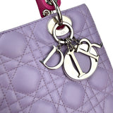 Pre-owned Dior Light Purple/Rose Sorbet Cannage Quilted Lambskin Leather Medium Lady bag
