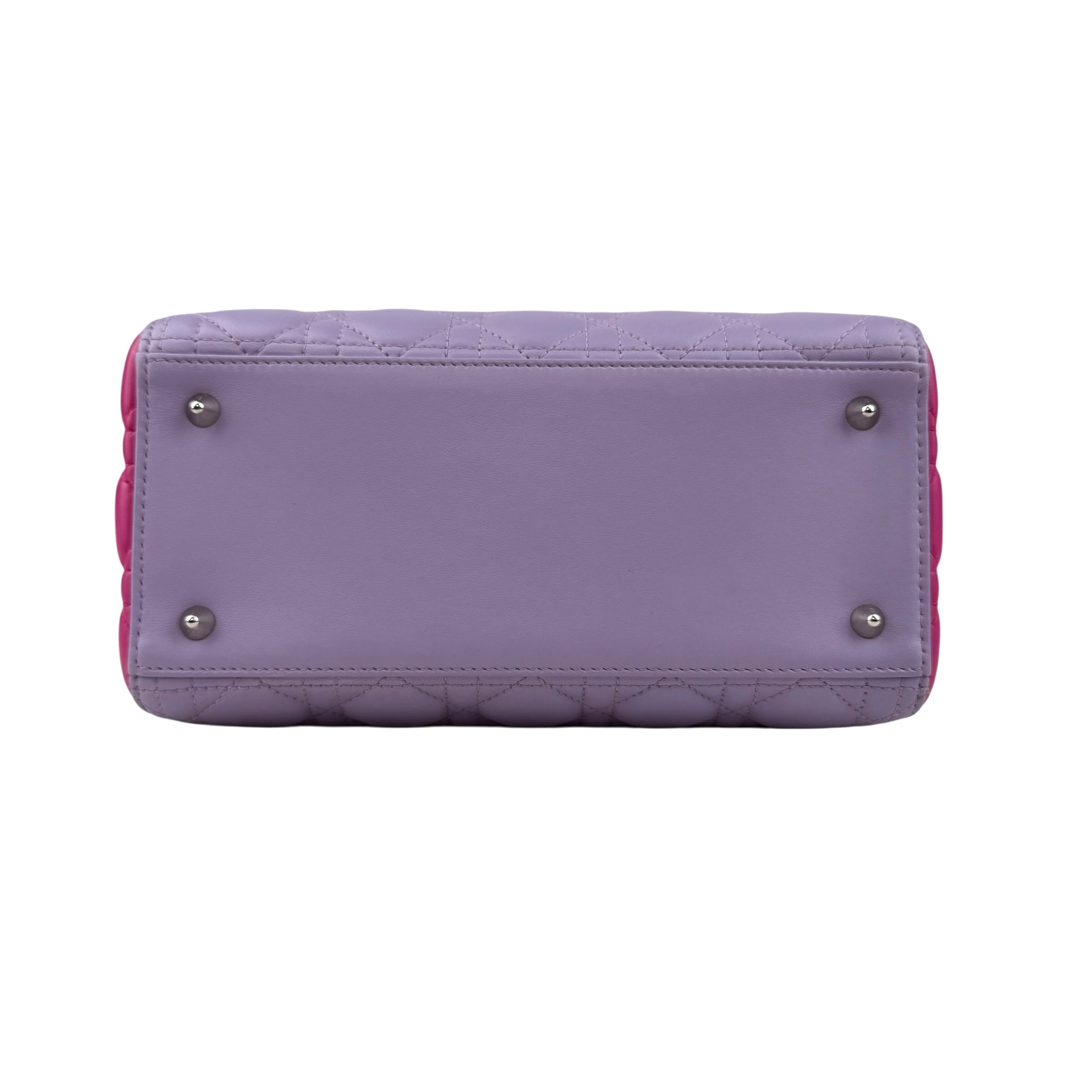 Pre-owned Dior Light Purple/Rose Sorbet Cannage Quilted Lambskin Leather Medium Lady bag