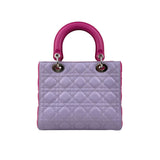 Pre-owned Dior Light Purple/Rose Sorbet Cannage Quilted Lambskin Leather Medium Lady bag back view