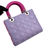 Pre-owned Dior Light Purple/Rose Sorbet Cannage Quilted Lambskin Leather Medium Lady bag