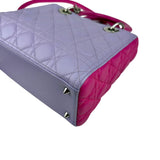Pre-owned Dior Light Purple/Rose Sorbet Cannage Quilted Lambskin Leather Medium Lady bag