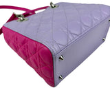 Pre-owned Dior Light Purple/Rose Sorbet Cannage Quilted Lambskin Leather Medium Lady bag