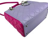 Pre-owned Dior Light Purple/Rose Sorbet Cannage Quilted Lambskin Leather Medium Lady bag