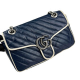 Gucci Navy and white GG Marmont shoulder bag