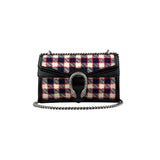 Gucci Tweed Check Dionysus Shoulder Bag White Hibiscus Red Marine