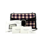 Gucci Tweed Check Dionysus Shoulder Bag White Hibiscus Red Marine