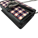 Gucci Tweed Check Dionysus Shoulder Bag White Hibiscus Red Marine