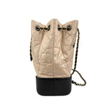 Chanel Beige/Black Quilted Calfskin Leather Small Gabrielle Backpack Bag