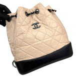 Chanel Beige/Black Quilted Calfskin Leather Small Gabrielle Backpack Bag