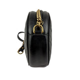 Pre-owned Gucci Black Quilted Leather Marmont Round Mini Crossbody Bag