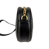 Pre-owned Gucci Black Quilted Leather Marmont Round Mini Crossbody Bag