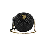 Gucci Black Quilted Leather Marmont Round Mini Crossbody Bag