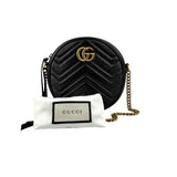 Gucci Black Quilted Leather Marmont Round Mini Crossbody Bag
