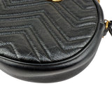 Pre-owned Gucci Black Quilted Leather Marmont Round Mini Crossbody Bag