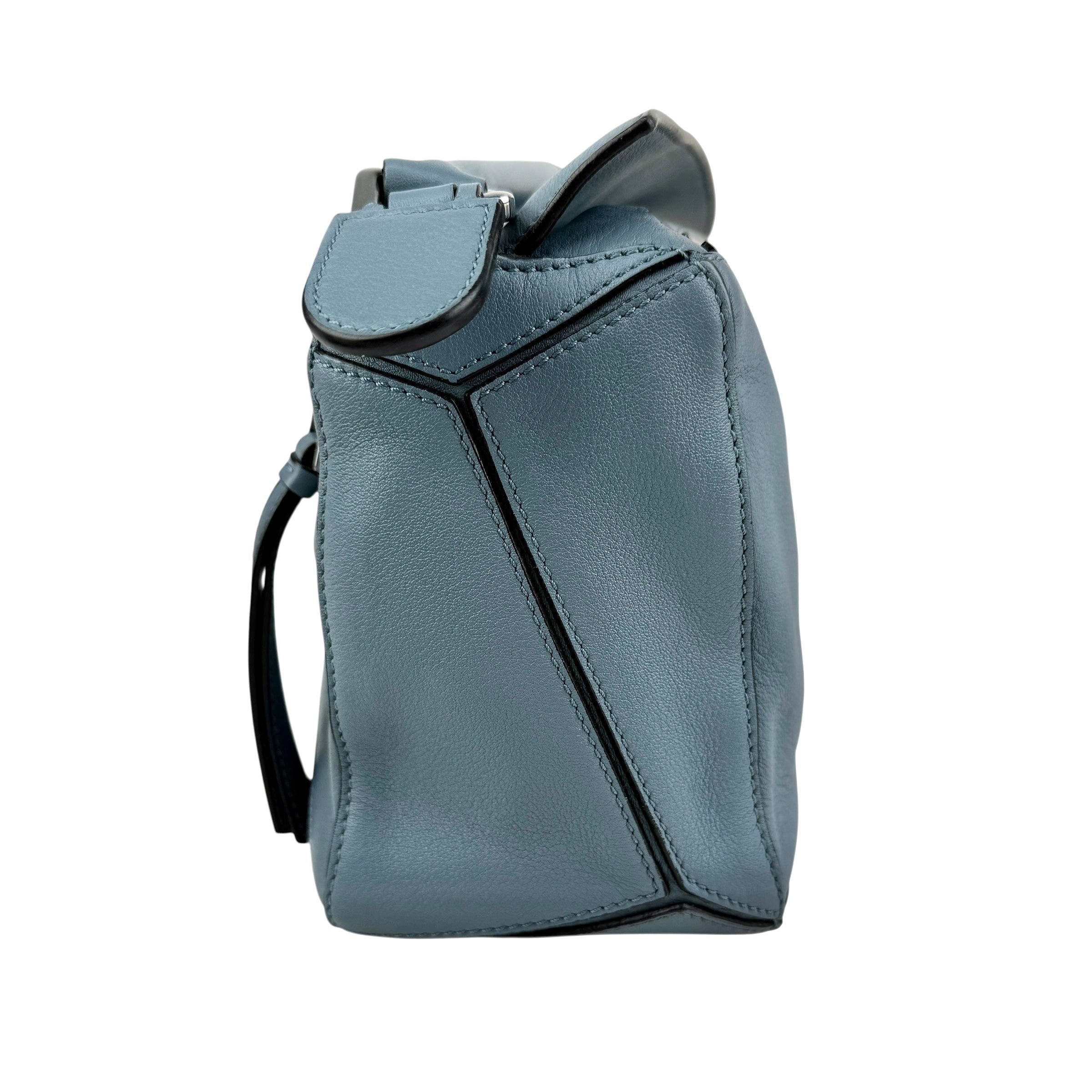 Pre-owned Loewe Calfskin Small Puzzle Bag Stone Blue