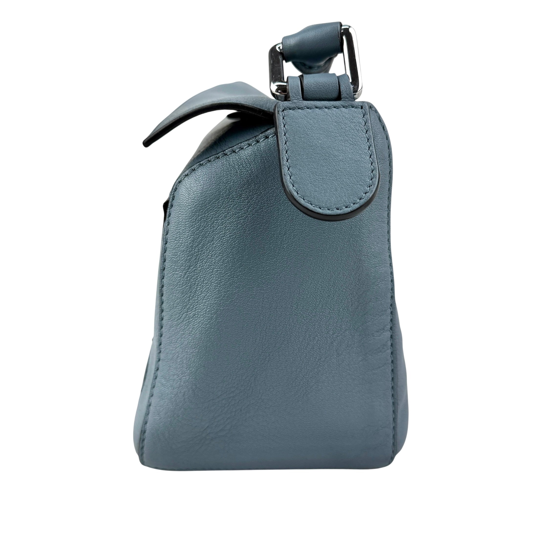 Pre-owned Loewe Calfskin Small Puzzle Bag Stone Blue