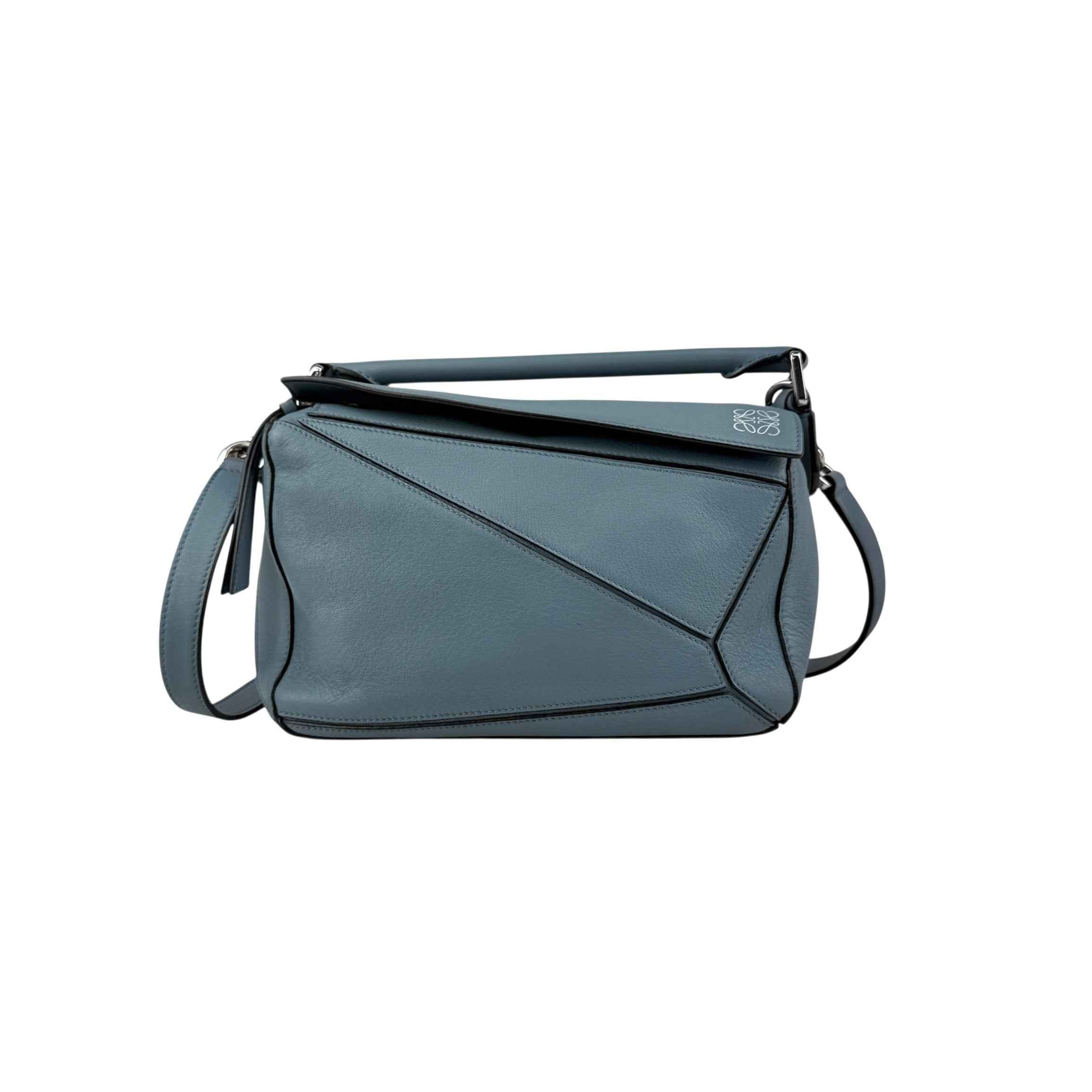 Loewe Calfskin Small Puzzle Bag Stone Blue