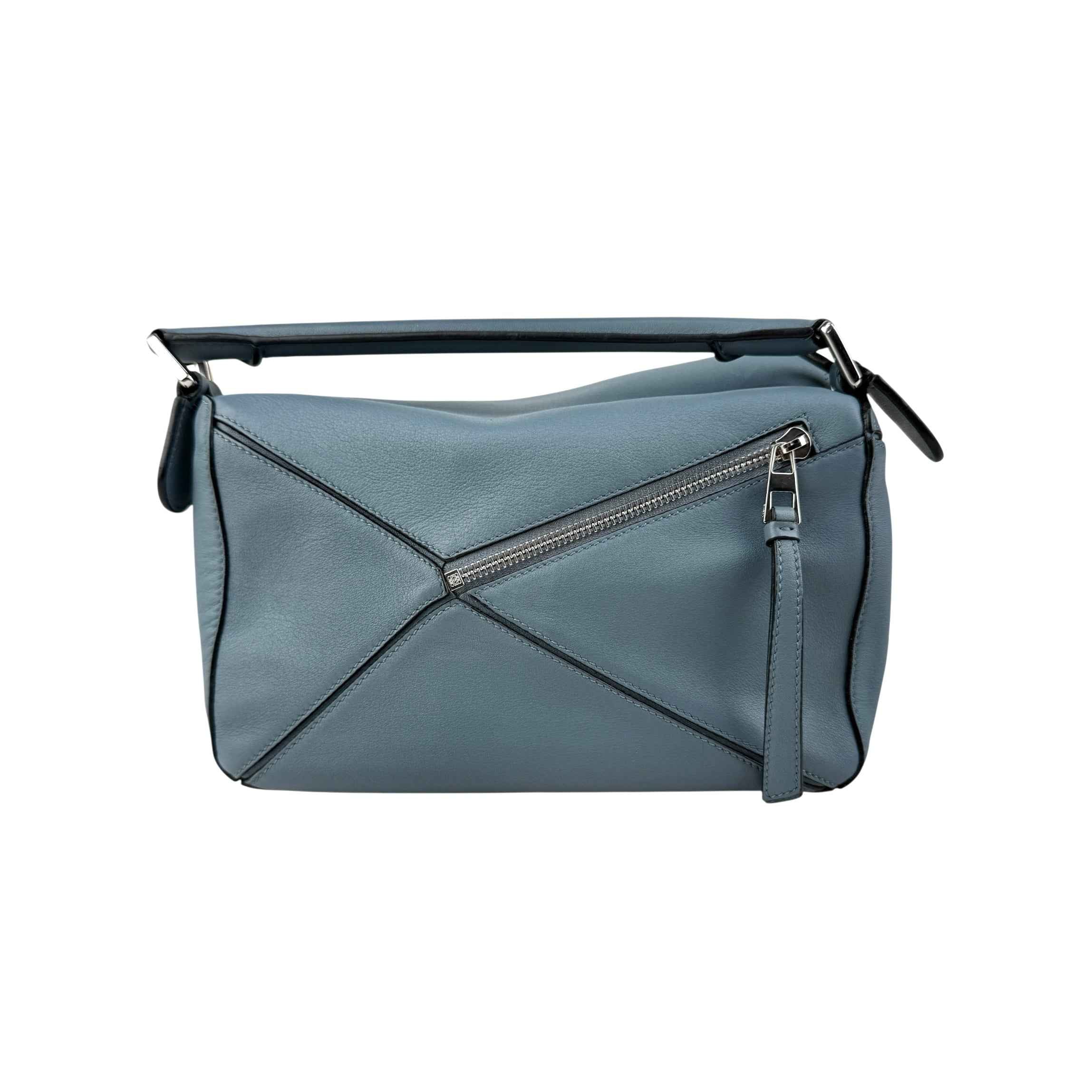Loewe Calfskin Small Puzzle Bag Stone Blue