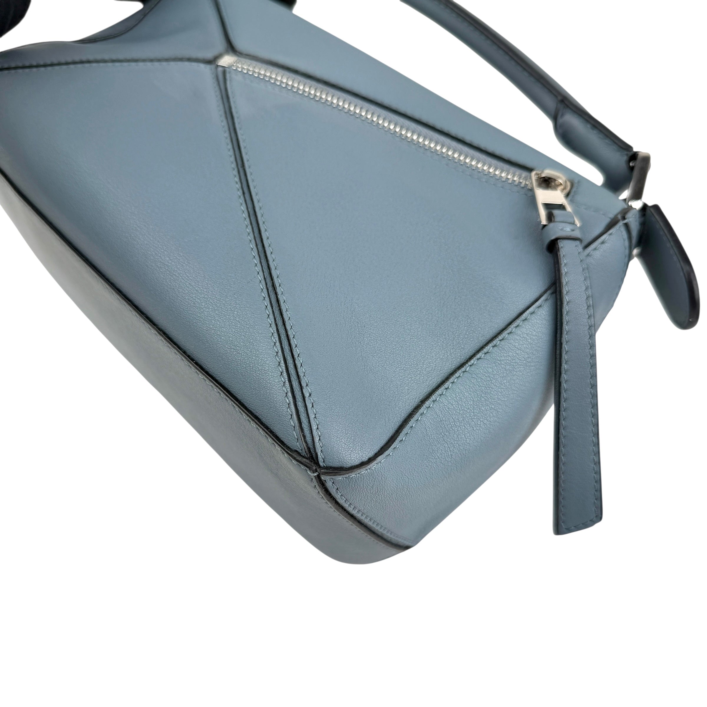 Pre-owned Loewe Calfskin Small Puzzle Bag Stone Blue