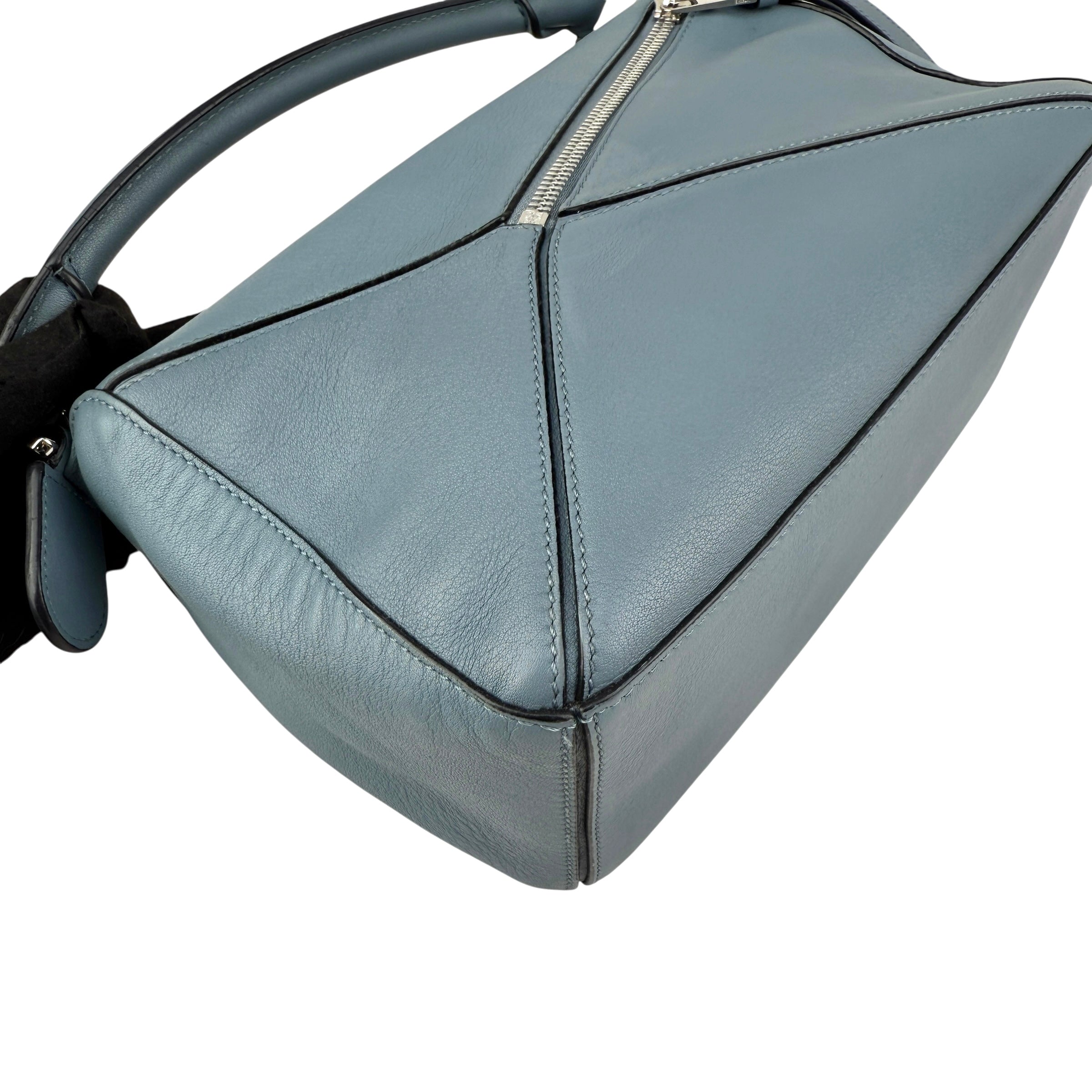 Pre-owned Loewe Calfskin Small Puzzle Bag Stone Blue
