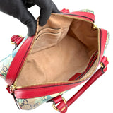 Pre-owned Gucci Beige/Blue GG Coated Canvas Supreme Blooms Top Handle Boston Bag