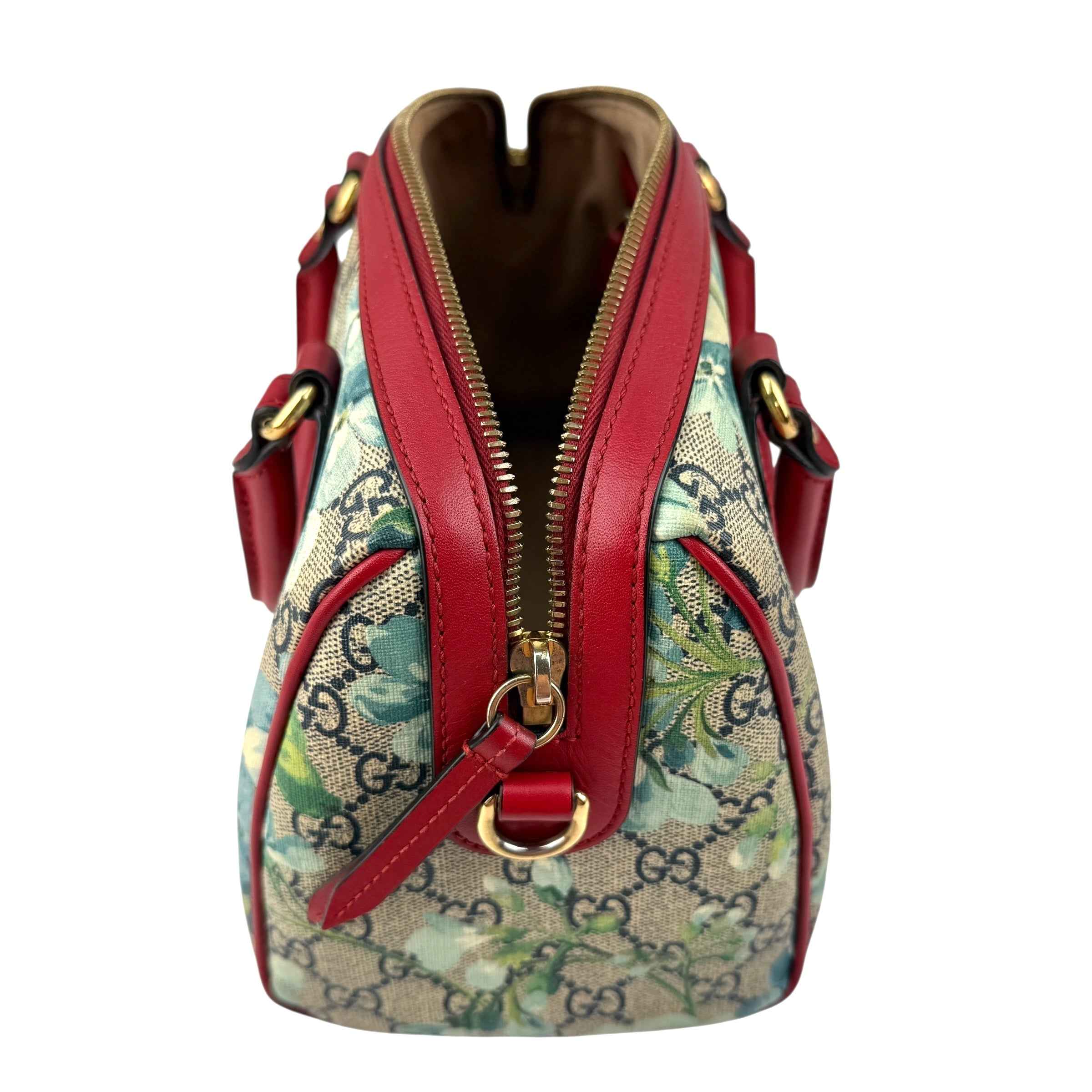 Gucci Beige/Blue GG Coated Canvas Supreme Blooms Top Handle Boston Bag