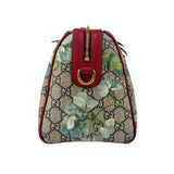 Pre-owned Gucci Beige/Blue GG Coated Canvas Supreme Blooms Top Handle Boston Bag