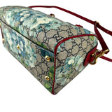 Pre-owned Gucci Beige/Blue GG Coated Canvas Supreme Blooms Top Handle Boston Bag
