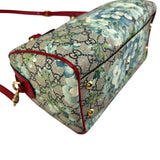 Pre-owned Gucci Beige/Blue GG Coated Canvas Supreme Blooms Top Handle Boston Bag