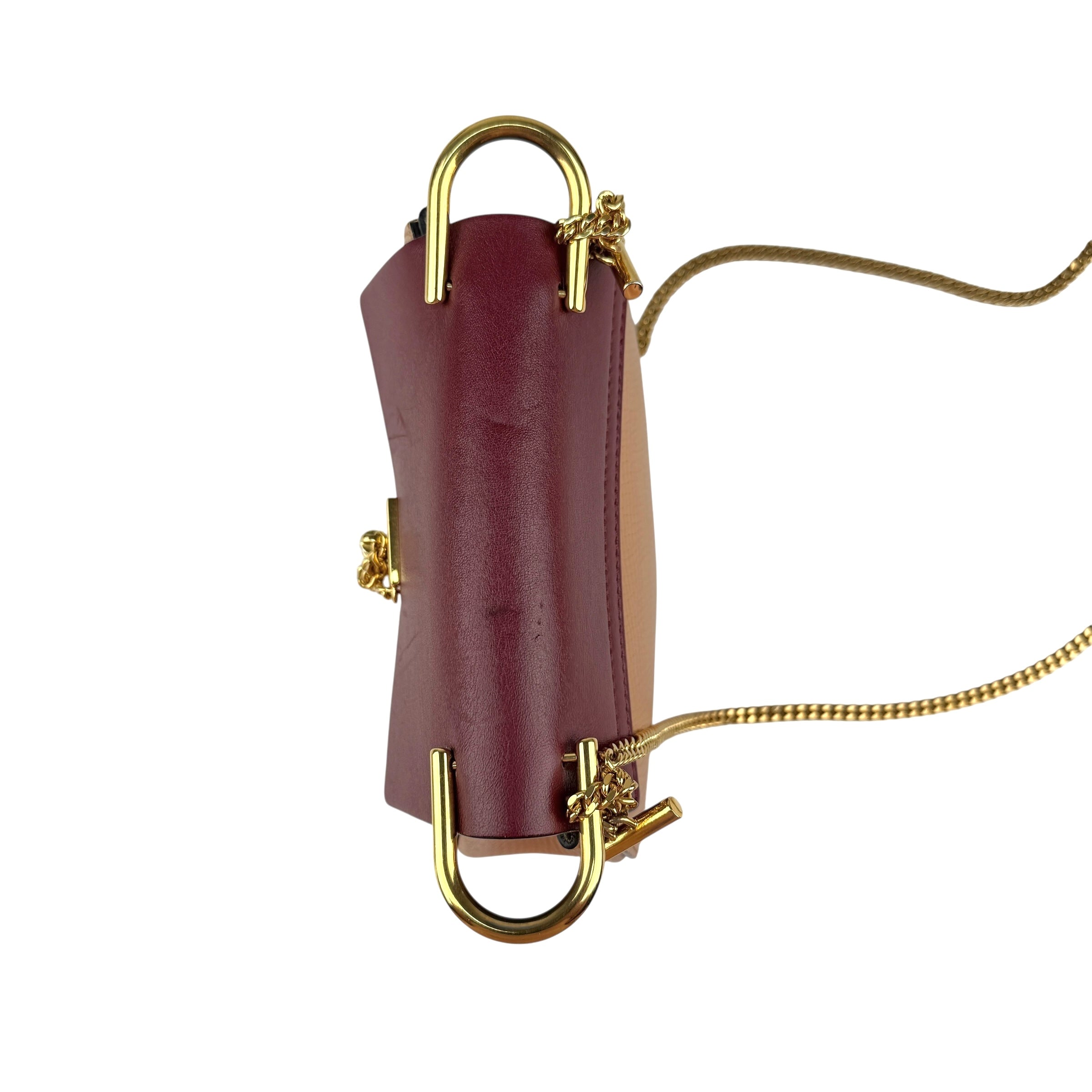 Pre-owned Chloe Peach/Maroon Leather Drew Crossbody Bag