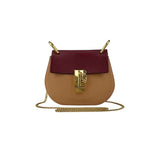 Chloe Peach/Maroon Leather Drew Crossbody Bag