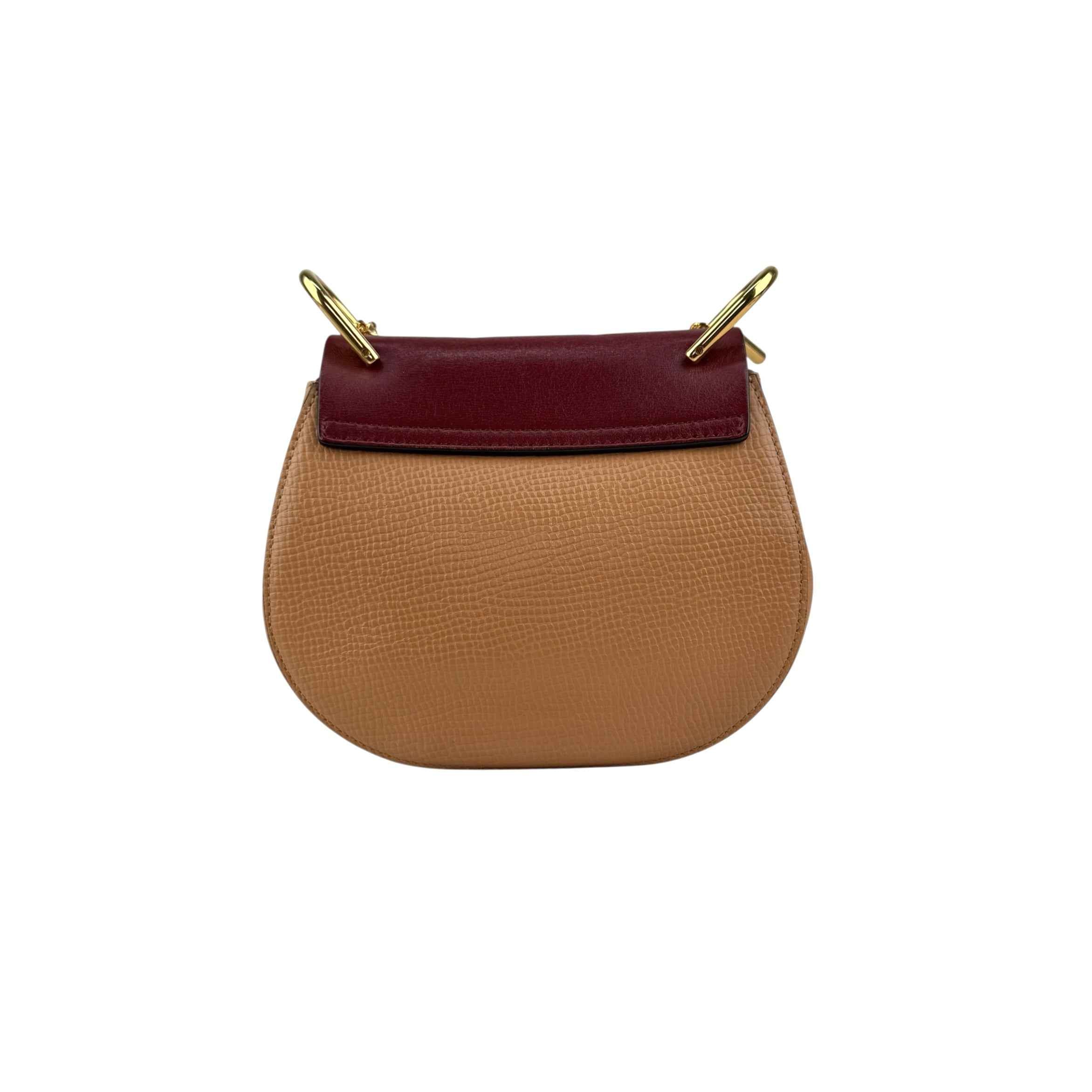 Chloe Peach/Maroon Leather Drew Crossbody Bag