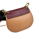 Chloe Peach/Maroon Leather Drew Crossbody Bag