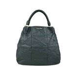 Miu Miu Dark Green Leather Quilted Top Handle Bag