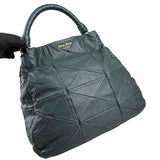 Miu Miu Dark Green Leather Quilted Top Handle Bag