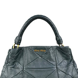 Pre-owned Miu Miu Dark Green Leather Quilted Top Handle Bag
