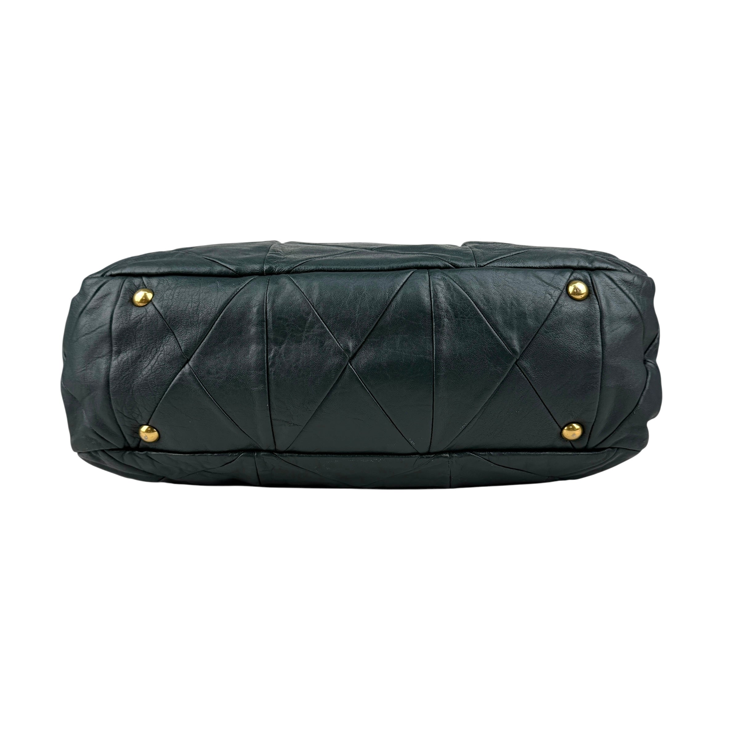 Pre-owned Miu Miu Dark Green Leather Quilted Top Handle Bag