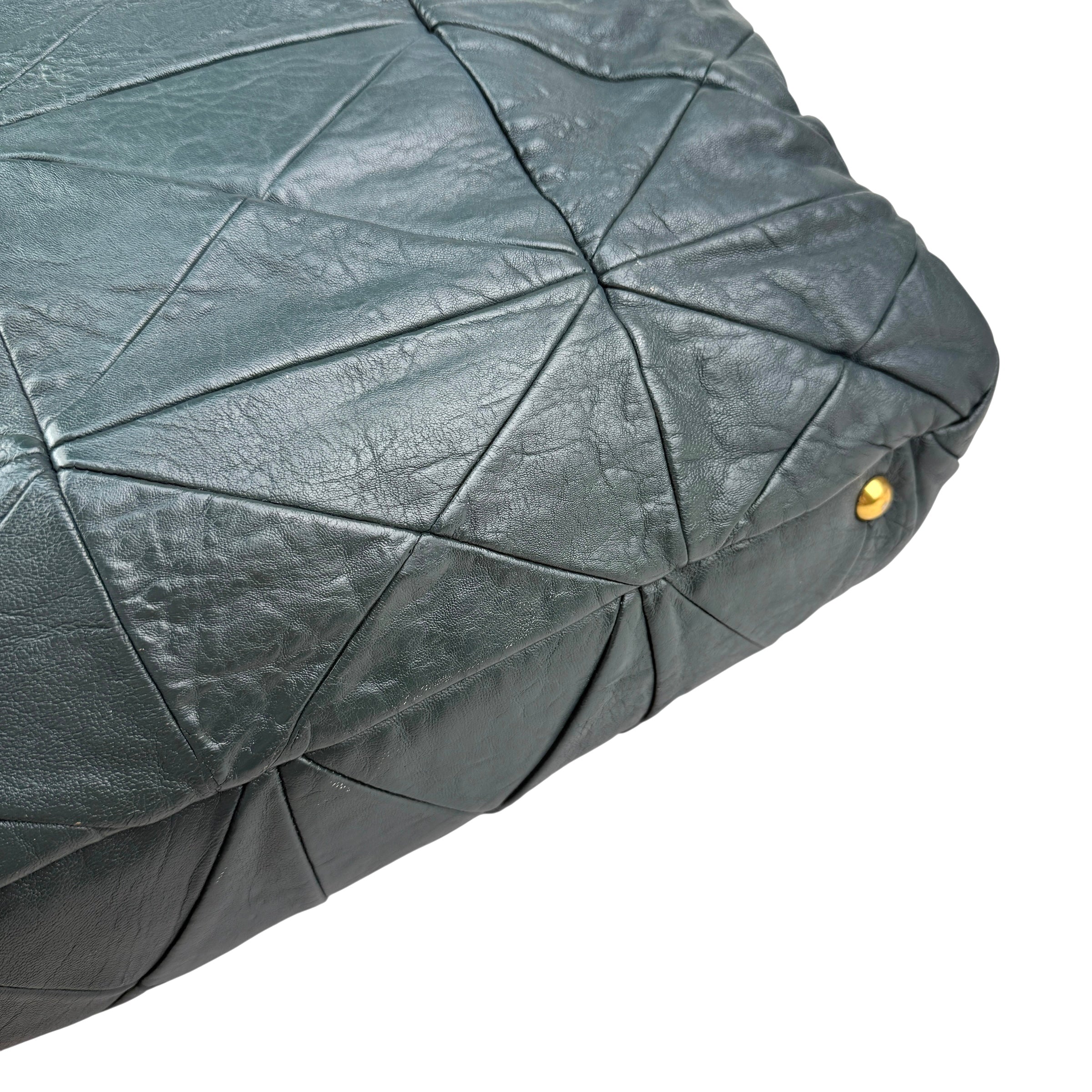Pre-owned Miu Miu Dark Green Leather Quilted Top Handle Bag