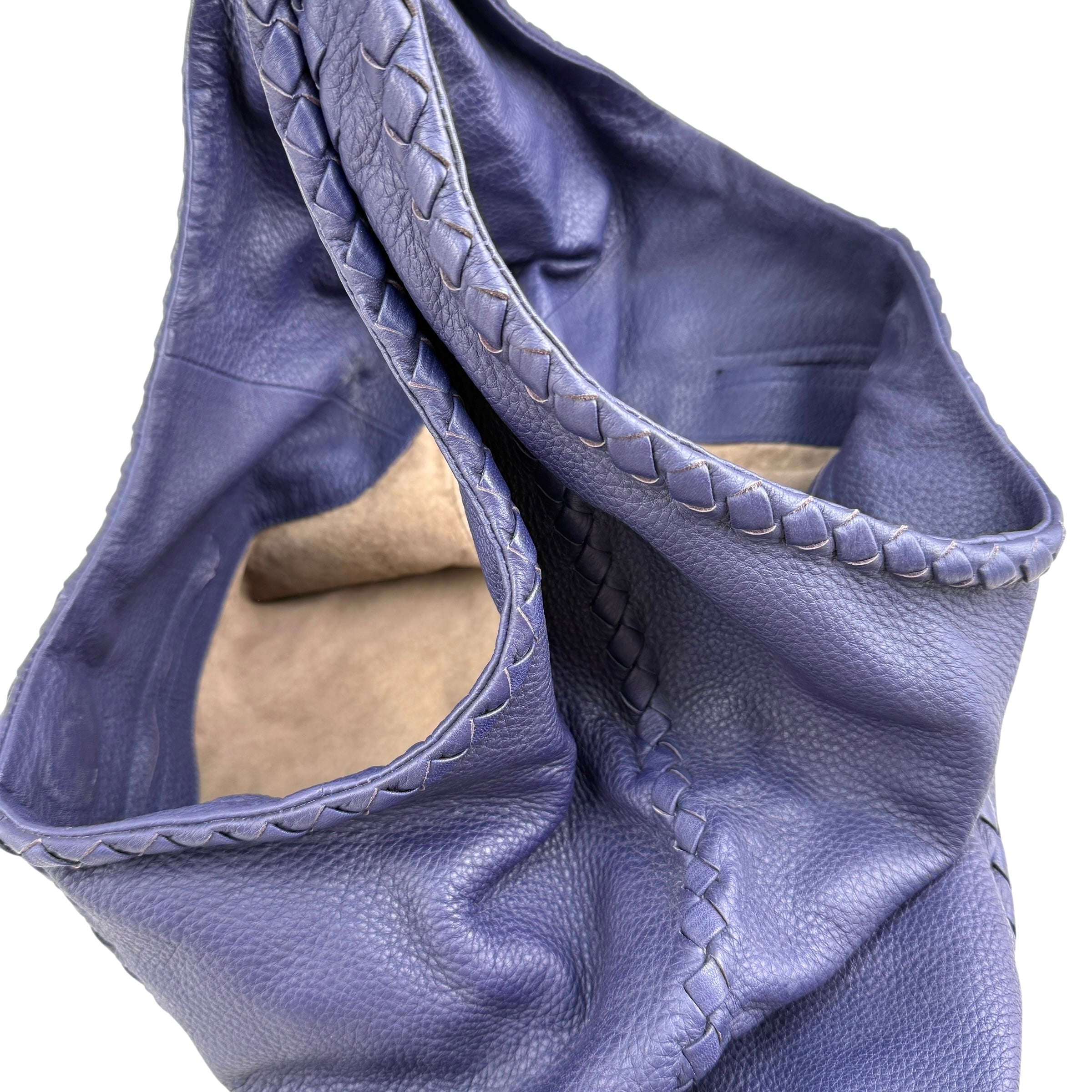 Pre-owned Bottega Veneta Bering Cervo Leather Large Baseball Hobo Bag