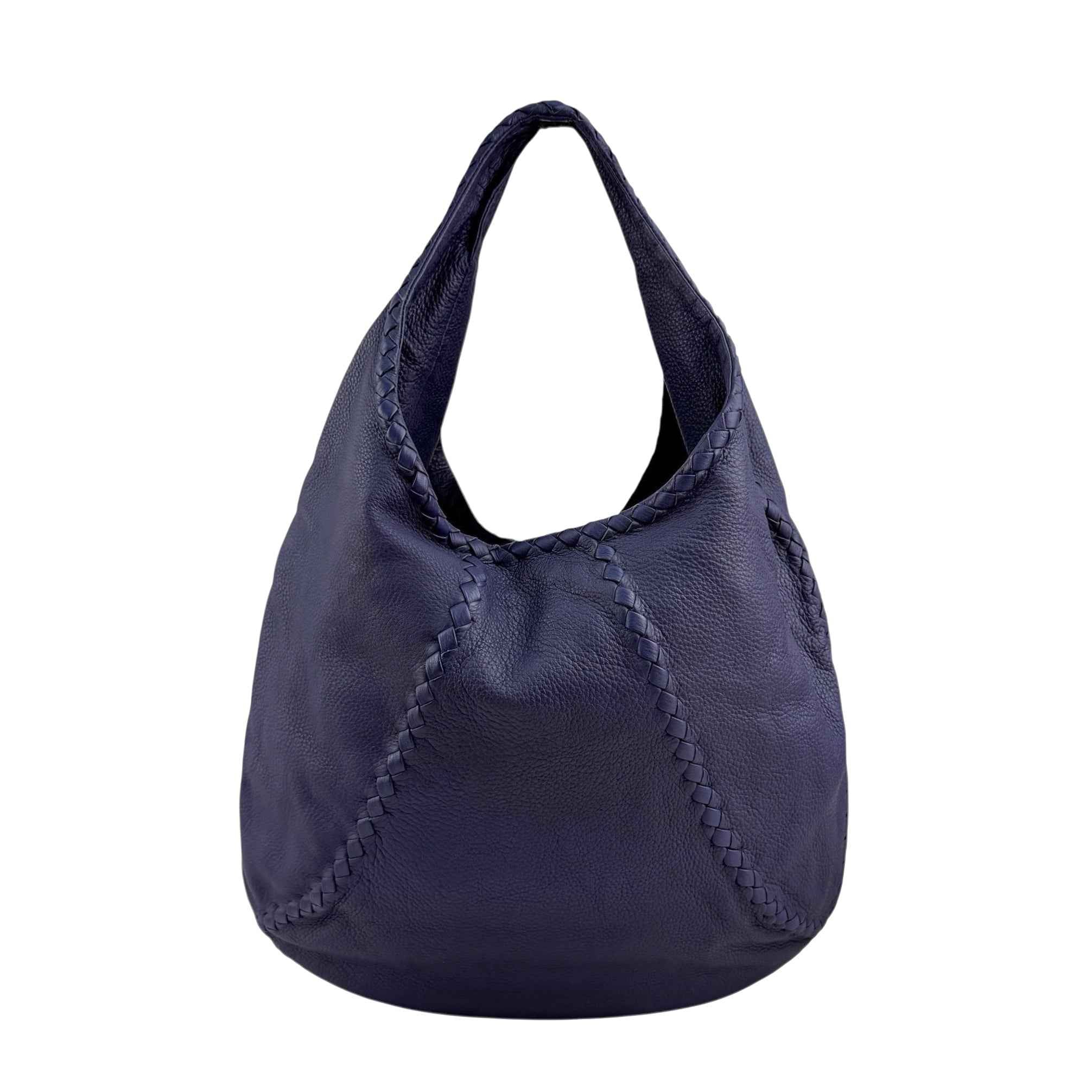 Bottega Veneta Bering Cervo Leather Large Baseball Hobo Bag